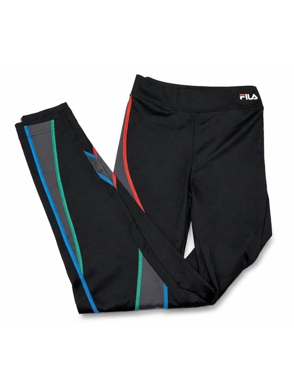 FILA Sport Running Leggings Women’s L Black Colorblock Compression Activewear